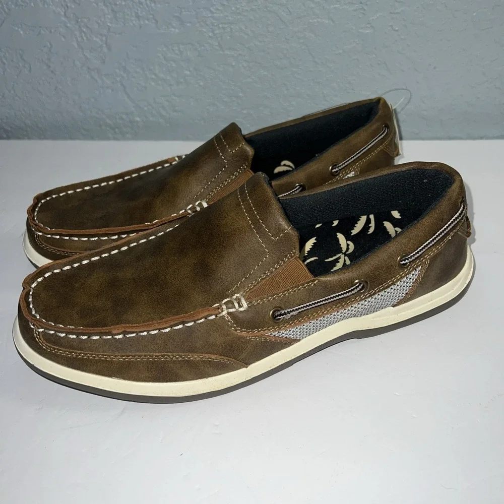 Island Surf Size 10 Brown Leather Marlin Loafers Sand Boat Casual Shoe 11812LTB